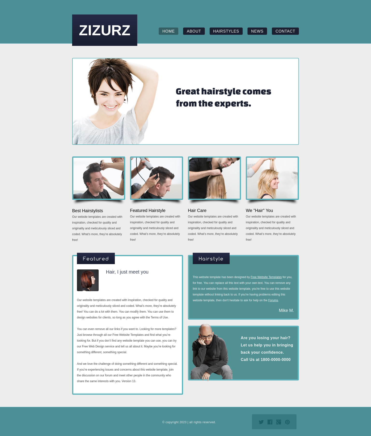 Hairstyle Salon Homepage